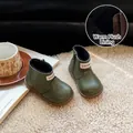 Premium green toddler ankle boots with warm fleece lining and soft anti-slip rubber soles - Size 23 (Inner 14.5cm) / Green (Fleece Lined)