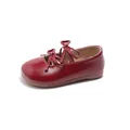 Elegante rote Lackleder-Ballerinas für Mädchen mit dekorativer Doppelschleife - Größe 23 Innenlänge 14.0cm / Burgunderrot