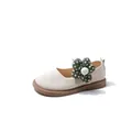 Süße beige atmungsaktive Strick-Prinzessinenschuhe für Mädchen mit Blumendekor - Beige