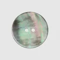 Round two-hole natural mother of pearl shell button with high-quality iridescent texture - Gray Style (SB100) / 15.0mm