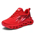 Lightweight red mesh sneakers for men with chunky sculpted sole - 39 / Red