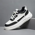 Sneaker platform da uomo in pelle bianca e nera con suola spessa per l'uso quotidiano - 38 (Taglia Cuoio Standard) / Bianco e nero