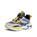 Breathable boys sneakers with stylish rotating buckle closure in blue and beige - 27 / Synthetic Leather / Dark Blue