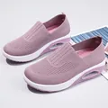 Women's breathable mauve mesh running shoes with thick platform air cushion sole - 36 / Pink