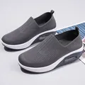 Breathable dark grey mesh walking shoes for women featuring thick air cushioned sole - 36 / Gray