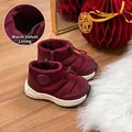Kleinkind Mädchen bordeaux Winter Schneestiefel mit warmem Fleecefutter und Steppmuster - Größe 18 (Innere Länge 12.0cm) / Rot