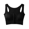 Breathable black wireless sports bra with front buckle closure for yoga and running - XL/XXL / Tops / Black