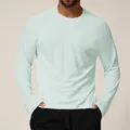 Men's seamless quick-dry long-sleeve sports t-shirt in light mint green for outdoor fitness - Mint Green