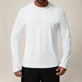 Premium seamless white quick-dry long-sleeved athletic t-shirt for men casual sports - Swan White