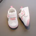 Breathable white and pink toddler walking shoes with soft non-slip soles for infants - Size 16 (Inner Length 12.5cm) / Pink