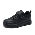 Zapatillas de skate de cuero negro para niños con cierre de velcro muy resistente - 28 / Zapatillas de Skate Casuales Bloque de Color (2268) / Negro