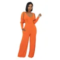 Oranges geripptes Strickset mit ärmellosem Jumpsuit und passendem Langarm-Bolero - Orange