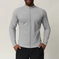 Sportief grijs herenjack met opstaande kraag en rits voor fitness en buitengebruik - S / Tops / Lichtgrijs