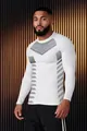 Men's white slim fit sports long sleeve T-shirt with gray geometric graphic print detail - M / Tops / White