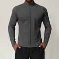 Grijze heren sportjas met opstaande kraag voor outdoor fitness en casual dagelijks gebruik - S / Tops / Loodgrijs