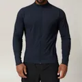 Marineblauwe sportjas voor heren met opstaande kraag en rits voor fitness en outdoor - S / Tops / Steenblauw