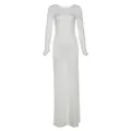 Elegante abito lungo bianco a maniche lunghe con schiena scoperta vestibilità slim - XXS / Vestiti / Bianco