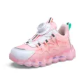 Pink children's sport sneaker featuring a convenient rotary buckle and thick chunky sole - 27 / Synthetic Leather / Pink
