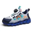 Breathable kids' basketball shoes with rotating buckle and wavy translucent sole - 27 / Mesh / Gray