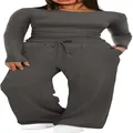 Ensemble de loisirs deux pièces gris foncé avec haut à manches longues et pantalon large - Gris foncé