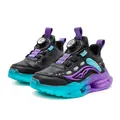 Schwarze Leder-Sneaker für Jungen mit lila-türkis gestufter Sohle - 29 / Schwarz Lila