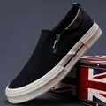 Mocassins décontractés en tricot noir pour hommes avec semelle épaisse blanche élégante - 38 / Noir Khaki (24846)