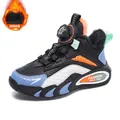 Sneakers sportive da ragazzo foderate in caldo pile con sistema di chiusura a rotella - 28 / Nero e Bianco (Fodera in Peluche)