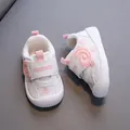 Breathable pink and white baby walking shoes with soft soles and velcro strap - Size 14/Insole 11.5cm / Pink