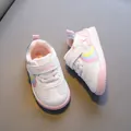 Breathable pink and white toddler sneakers with rainbow design and soft anti-slip sole - Size 16 (Inner Length 12.5cm) / Pink