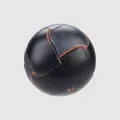 Premium hand-stitched genuine leather spherical button for high-end coat decoration - 18.0mm / Black