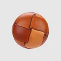 Exquisite braided brown cowhide leather button for high-end fashion coats and jackets - 18.0mm / Light Coffee