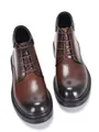 Macro view showing the polished brown leather texture and stitching of these men's boots. - 38 / Dark Brown