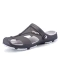 Grijs-witte heren zomersandalen voor op het strand met opengewerkt design en ademende klompen - Grijs