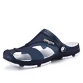 Heren navy blauwe strand sandalen met witte zool en ademende zijdelingse openingen - Donkerblauw