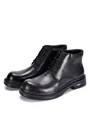 Classic black leather mid-top men's boots with lace-up design and subtle logo detail - 38 / Black