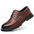 Zapatos de vestir para hombre en cuero marrón con suela cómoda y estilo elegante. - 38 / Zapatos de piel vintage degradados (Marrón 6883-1)