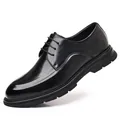 Elegantes zapatos de negocios para hombre en cuero genuino negro con una vista lateral - 38 / Zapatos Derby clásicos de piel (Negro 6883-1)