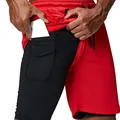 Red double-layer men's sports shorts with inner phone pocket and athletic design - M / Bottoms / Red