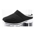 Cozy black winter mule slipper featuring warm grey faux fur lining and white sole - 39 / Black