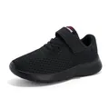Breathable black mesh running shoes for girls aged 6-12 with lightweight soft soles - 28 / Black