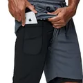 Men's 2-in-1 running shorts with inner phone pocket, perfect for gym and outdoor sports - Dark Gray
