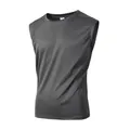 Herren Muskelshirt in Dunkelgrau aus Mesh für Fitness und Outdoor-Laufaktivitäten - Eisengrau