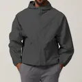 High-performance dark grey windproof hooded outdoor jacket perfect for hiking and citywalk - S / Robe / Dark Gray