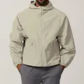 Light khaki water-repellent hooded windbreaker jacket for men outdoor hiking gear - S / Robe / Cold Moon Grey