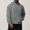 Men's gray hooded windbreaker jacket with water-repellent finish and zipper closure - S / Tops / Inspiration Gray