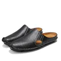 Mocassini da uomo in pelle nera traforata con cuciture bianche a contrasto premium - Nero