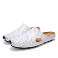 Mocassini da uomo bianchi traforati senza schienale con design traspirante e suola in gomma. - Bianco