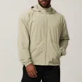 Men's light khaki water-repellent hooded windbreaker jacket in sport casual style - S / Tops / Amber White