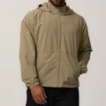 Premium men's water-resistant khaki hooded windbreaker jacket with wrinkle-free fabric - Dark Khaki