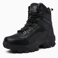 Premium schwarze halbhohe Outdoor-Wanderschuhe für Herren mit robuster rutschfester Sohle - 41 / Wanderschuhe (B22) / Schwarz